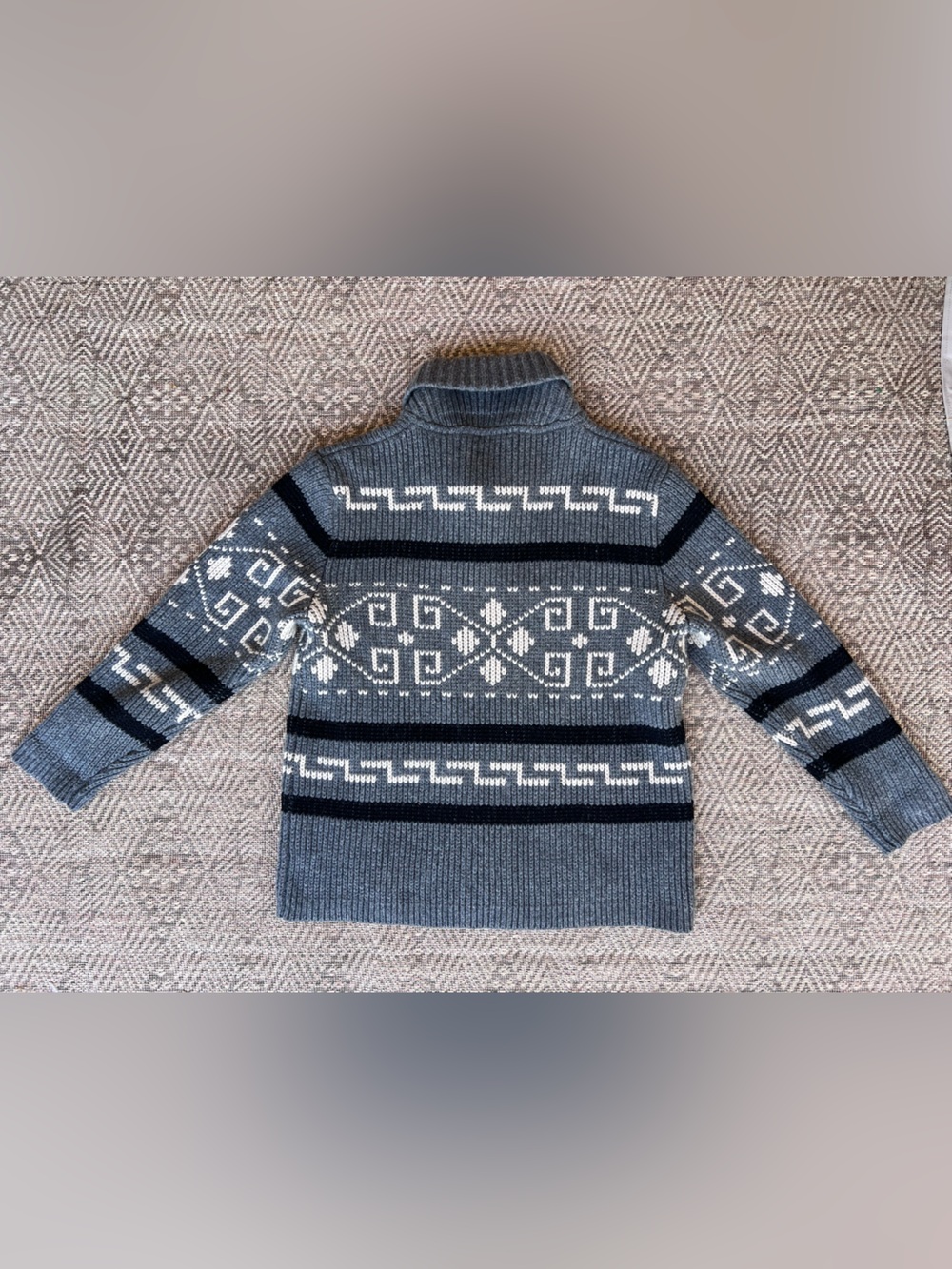 Pendleton Westerley 100% Lambswool Full Zip Sweater Gray Fair Isle Large - Picture 6 of 6